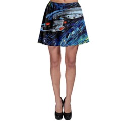 Spaceship Galaxy Parody Art Starry Night Skater Skirt by Sarkoni