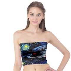 Spaceship Galaxy Parody Art Starry Night Tube Top by Sarkoni