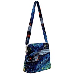 Spaceship Galaxy Parody Art Starry Night Zipper Messenger Bag by Sarkoni