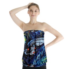 Spaceship Galaxy Parody Art Starry Night Strapless Top by Sarkoni