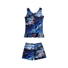 Spaceship Galaxy Parody Art Starry Night Kids  Boyleg Swimsuit by Sarkoni