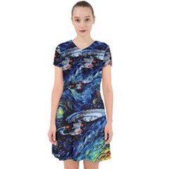 Spaceship Galaxy Parody Art Starry Night Adorable In Chiffon Dress by Sarkoni