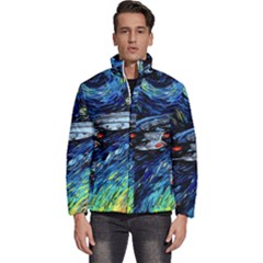 Spaceship Galaxy Parody Art Starry Night Men s Puffer Bubble Jacket Coat by Sarkoni