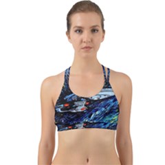 Spaceship Galaxy Parody Art Starry Night Back Web Sports Bra by Sarkoni