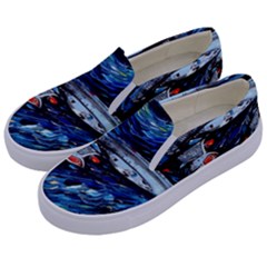 Spaceship Galaxy Parody Art Starry Night Kids  Canvas Slip Ons by Sarkoni