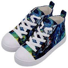 Spaceship Galaxy Parody Art Starry Night Kids  Mid-top Canvas Sneakers by Sarkoni