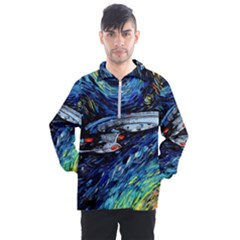 Spaceship Galaxy Parody Art Starry Night Men s Half Zip Pullover by Sarkoni