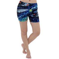 Spaceship Galaxy Parody Art Starry Night Lightweight Velour Yoga Shorts by Sarkoni