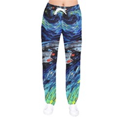 Spaceship Galaxy Parody Art Starry Night Women Velvet Drawstring Pants by Sarkoni