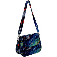 Spaceship Galaxy Parody Art Starry Night Saddle Handbag by Sarkoni