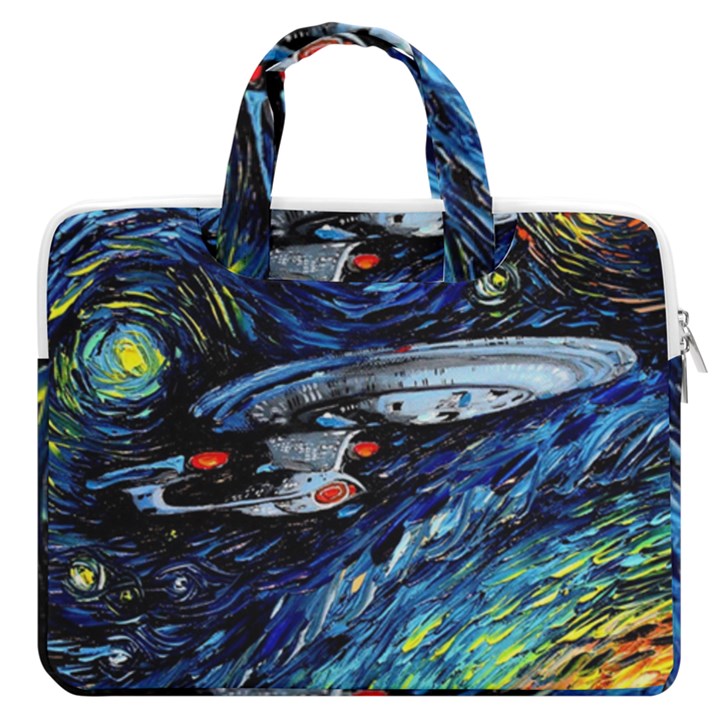 Spaceship Galaxy Parody Art Starry Night MacBook Pro 16  Double Pocket Laptop Bag 