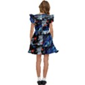 Spaceship Galaxy Parody Art Starry Night Kids  Winged Sleeve Dress View4