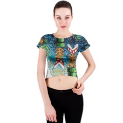 Game Starry Night Doctor Who Van Gogh Parody Crew Neck Crop Top by Sarkoni