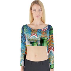 Game Starry Night Doctor Who Van Gogh Parody Long Sleeve Crop Top by Sarkoni