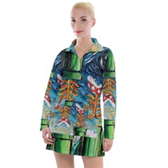 Game Starry Night Doctor Who Van Gogh Parody Women s Long Sleeve Casual Dress by Sarkoni