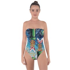 Game Starry Night Doctor Who Van Gogh Parody Tie Back One Piece Swimsuit by Sarkoni