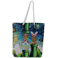 Game Starry Night Doctor Who Van Gogh Parody Full Print Rope Handle Tote (large) by Sarkoni