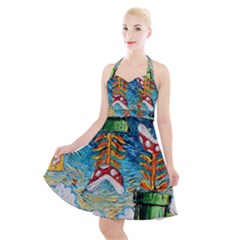 Game Starry Night Doctor Who Van Gogh Parody Halter Party Swing Dress  by Sarkoni