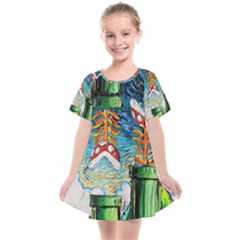 Game Starry Night Doctor Who Van Gogh Parody Kids  Smock Dress by Sarkoni