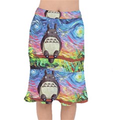 Cartoon Starry Night Art Van Gogh Parody Short Mermaid Skirt by Sarkoni