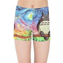 Cartoon Starry Night Art Van Gogh Parody Kids  Sports Shorts by Sarkoni