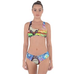 Cartoon Starry Night Art Van Gogh Parody Criss Cross Bikini Set by Sarkoni