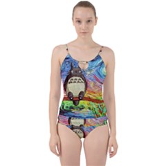 Cartoon Starry Night Art Van Gogh Parody Cut Out Top Tankini Set by Sarkoni