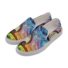 Cartoon Starry Night Art Van Gogh Parody Women s Canvas Slip Ons by Sarkoni