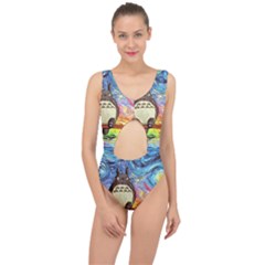 Cartoon Starry Night Art Van Gogh Parody Center Cut Out Swimsuit by Sarkoni