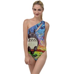 Cartoon Starry Night Art Van Gogh Parody To One Side Swimsuit by Sarkoni