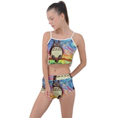 Cartoon Starry Night Art Van Gogh Parody Summer Cropped Co-ord Set by Sarkoni