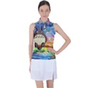 Cartoon Starry Night Art Van Gogh Parody Women s Sleeveless Polo T-Shirt View1