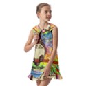 Cartoon Starry Night Art Van Gogh Parody Kids  Pilgrim Collar Ruffle Hem Dress View2