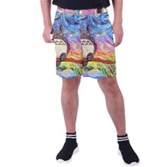 Cartoon Starry Night Art Van Gogh Parody Men s Pocket Shorts by Sarkoni