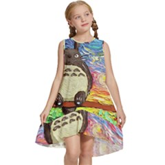 Cartoon Starry Night Art Van Gogh Parody Kids  Frill Swing Dress by Sarkoni