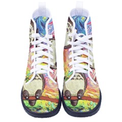 Cartoon Starry Night Art Van Gogh Parody Men s High-top Canvas Sneakers by Sarkoni