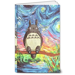 Cartoon Starry Night Art Van Gogh Parody 8  X 10  Softcover Notebook by Sarkoni