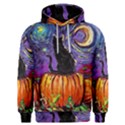 Halloween Art Starry Night Hallows Eve Black Cat Pumpkin Men s Overhead Hoodie View1