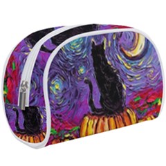 Halloween Art Starry Night Hallows Eve Black Cat Pumpkin Make Up Case (large) by Sarkoni