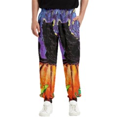 Halloween Art Starry Night Hallows Eve Black Cat Pumpkin Men s Elastic Waist Pants