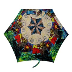 Cartoon Starry Night Vincent Van Gogh Mini Folding Umbrellas by Sarkoni