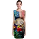 Cartoon Starry Night Vincent Van Gogh Sleeveless Velvet Midi Dress View1