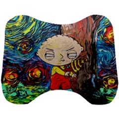 Cartoon Starry Night Vincent Van Gogh Head Support Cushion by Sarkoni