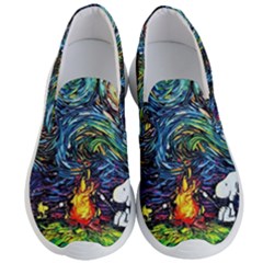 Dog Cartoon Starry Night Print Van Gogh Parody Men s Lightweight Slip Ons by Sarkoni