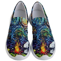 Dog Cartoon Starry Night Print Van Gogh Parody Women s Lightweight Slip Ons by Sarkoni