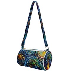 Dog Cartoon Starry Night Print Van Gogh Parody Mini Cylinder Bag by Sarkoni