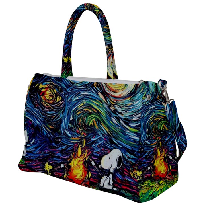 Dog Cartoon Starry Night Print Van Gogh Parody Duffel Travel Bag