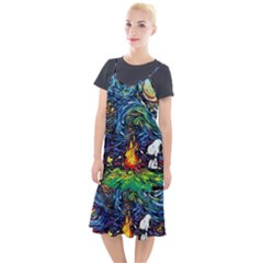 Dog Cartoon Starry Night Print Van Gogh Parody Camis Fishtail Dress by Sarkoni