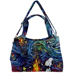 Dog Cartoon Starry Night Print Van Gogh Parody Double Compartment Shoulder Bag by Sarkoni