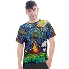 Dog Cartoon Starry Night Print Van Gogh Parody Men s Sport Top by Sarkoni